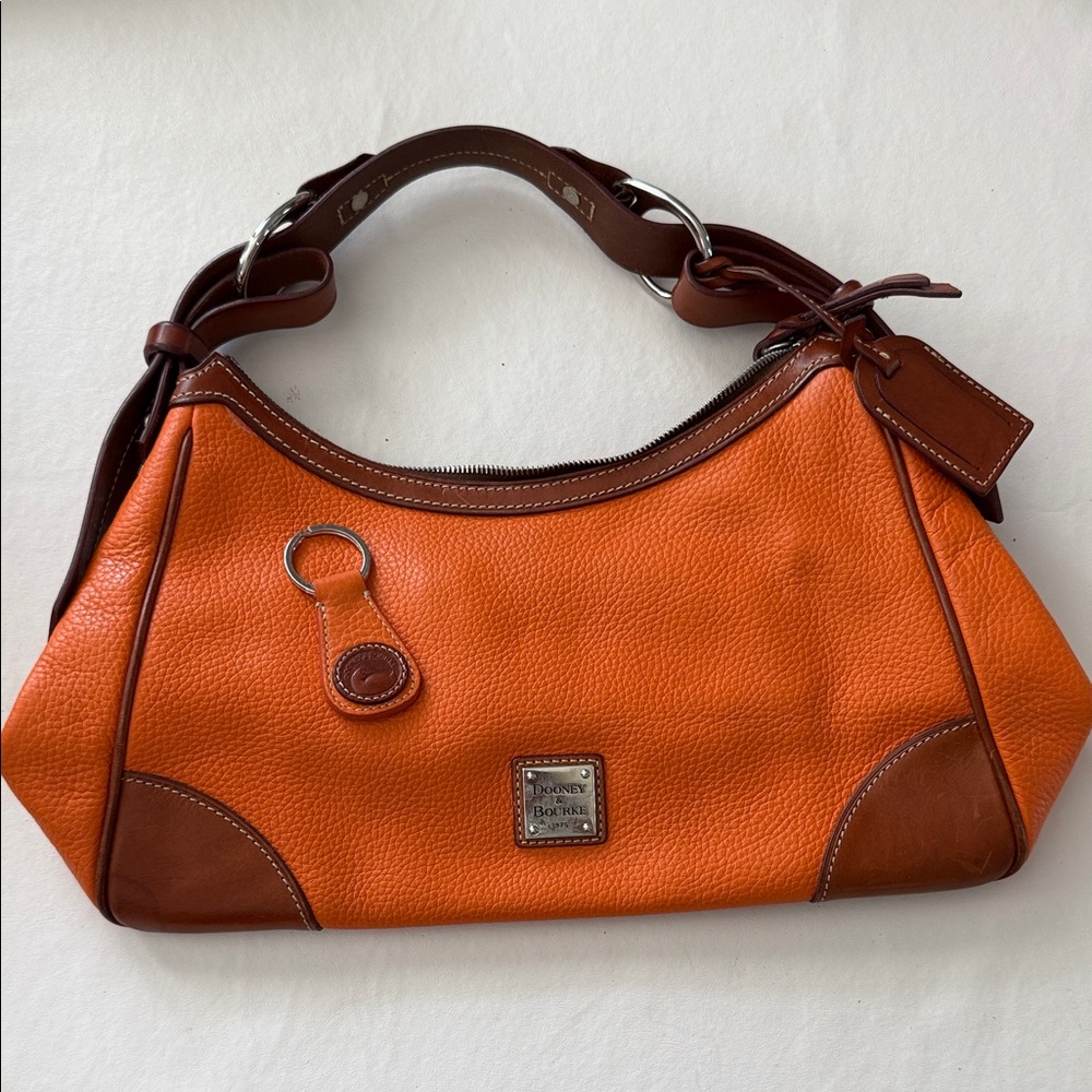 Dooney & Bourke Vibrant Orange and Rich Brown Shoulder Bag